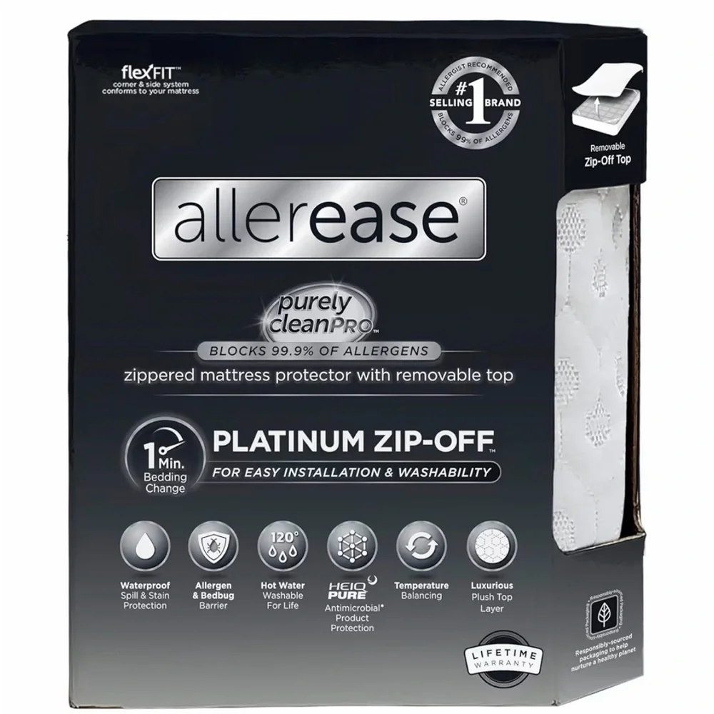 AllerEase Platinum King Mattress Protector, Waterproof + Allergen Barrier